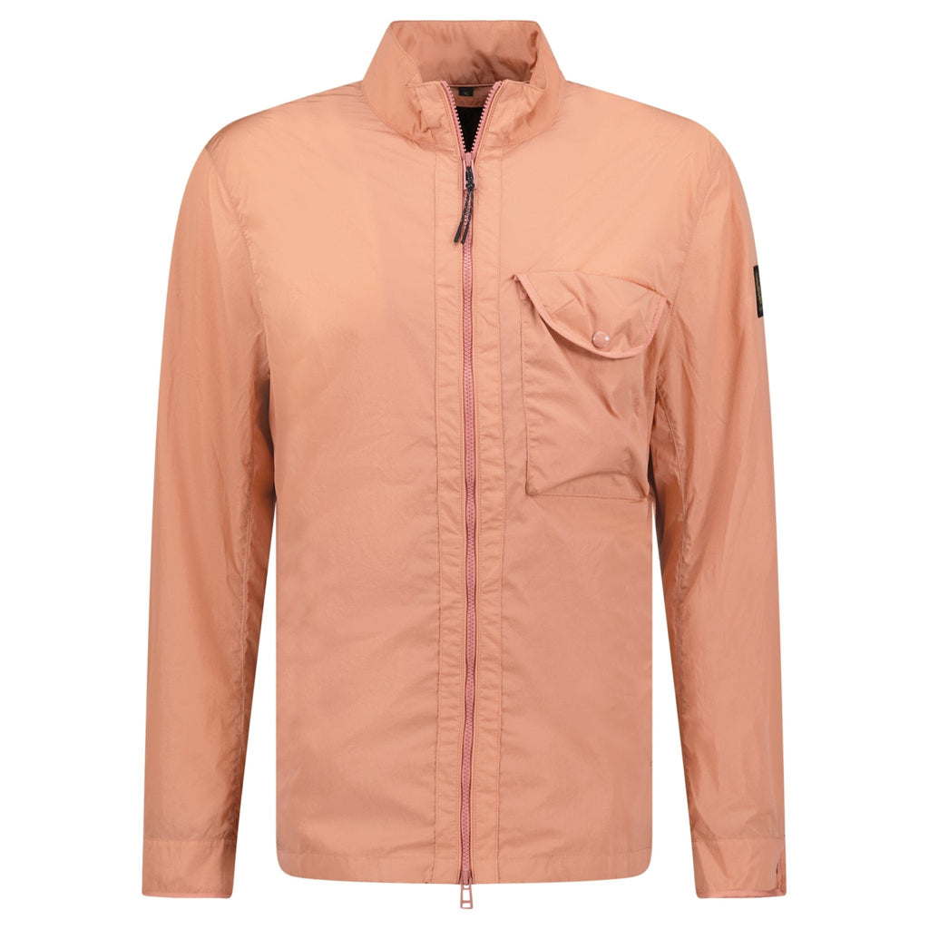 Belstaff Quarter Overshirt Shimmer Shell Jacket Rust Pink
