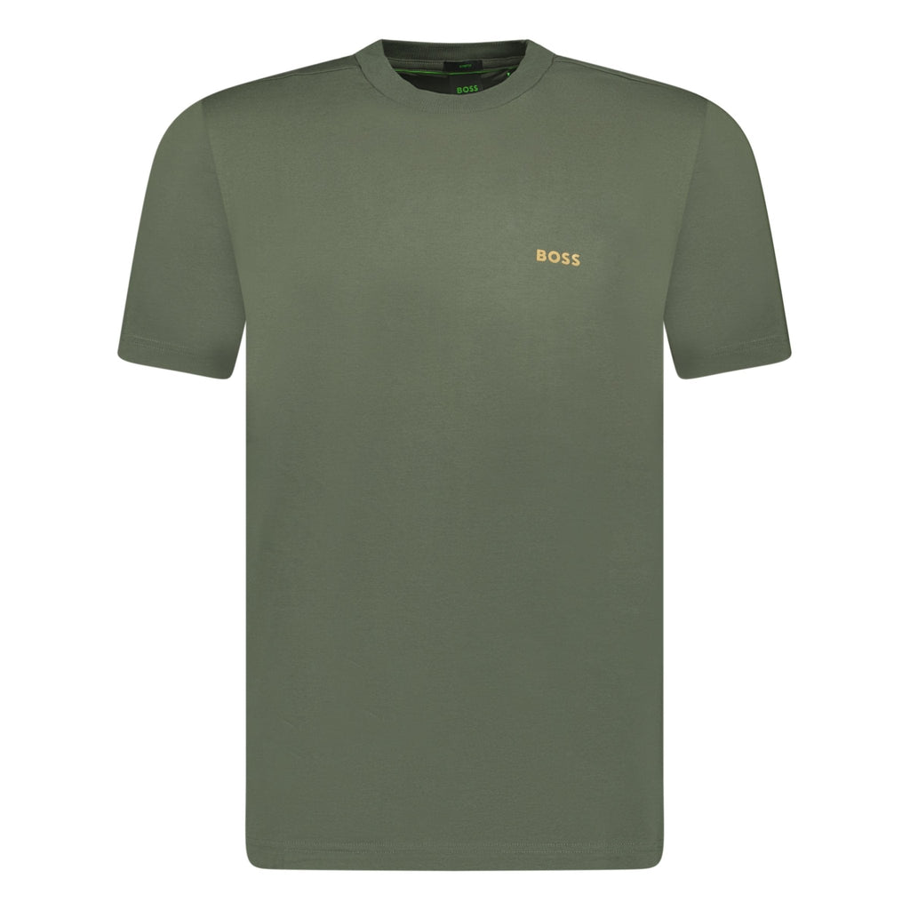 Hugo Boss Active Gold Logo-Print T-Shirt Khaki