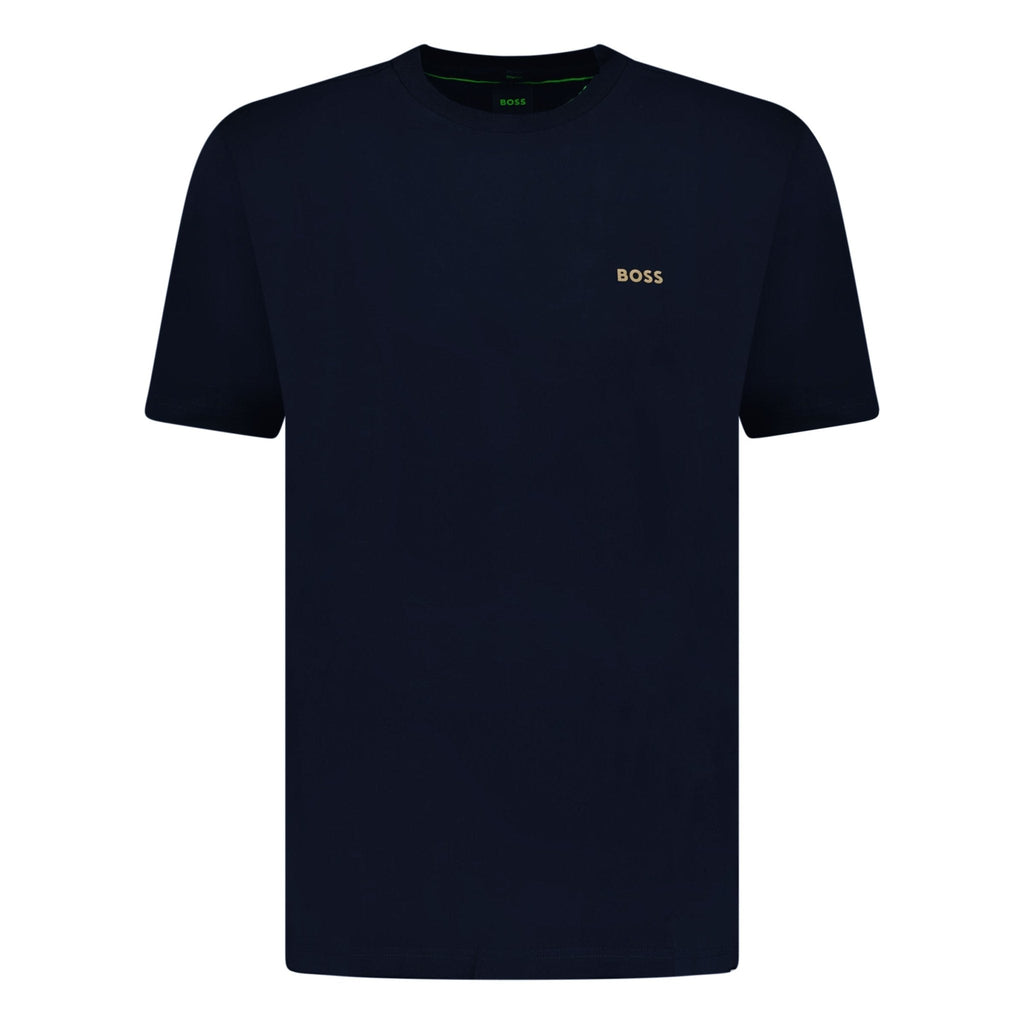 Hugo Boss Active Gold Logo-Print T-Shirt Navy