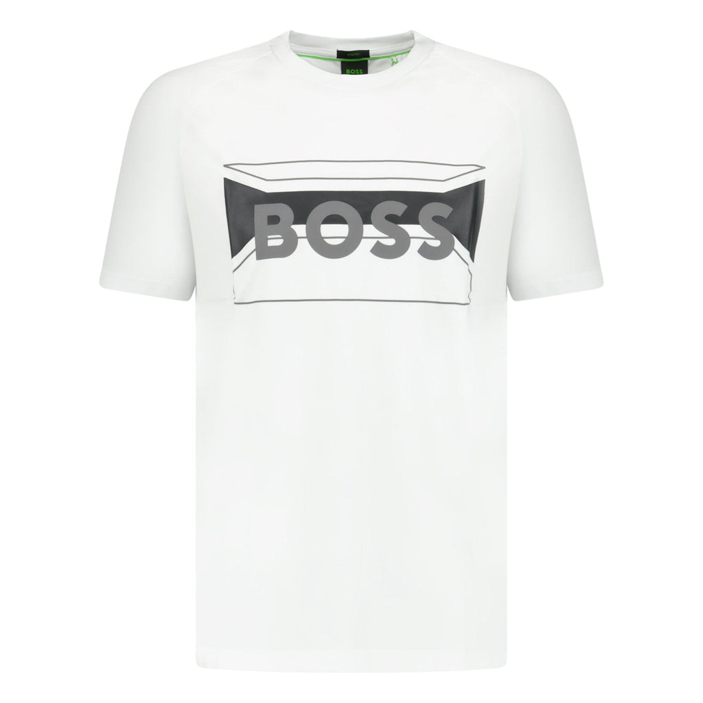 Hugo Boss Cotton-Blend Regular-Fit T-Shirt With Logo Artwork White