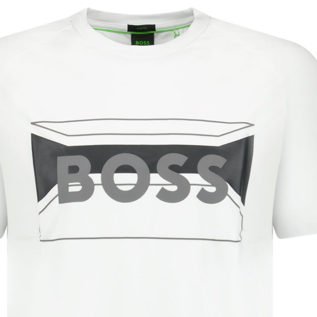 Hugo Boss Cotton-Blend Regular-Fit T-Shirt With Logo Artwork White