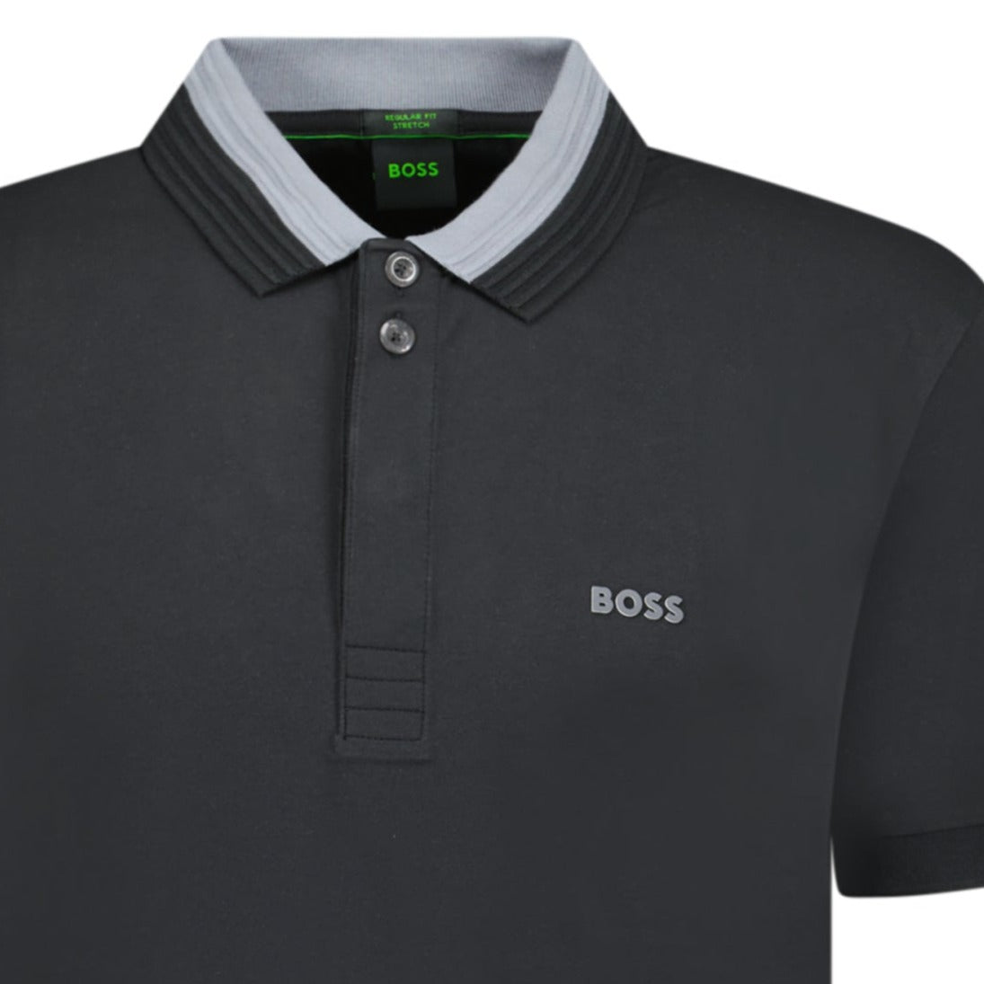 Hugo Boss Stretch-Cotton Polo Shirt With 3D-Stripe Collar Black
