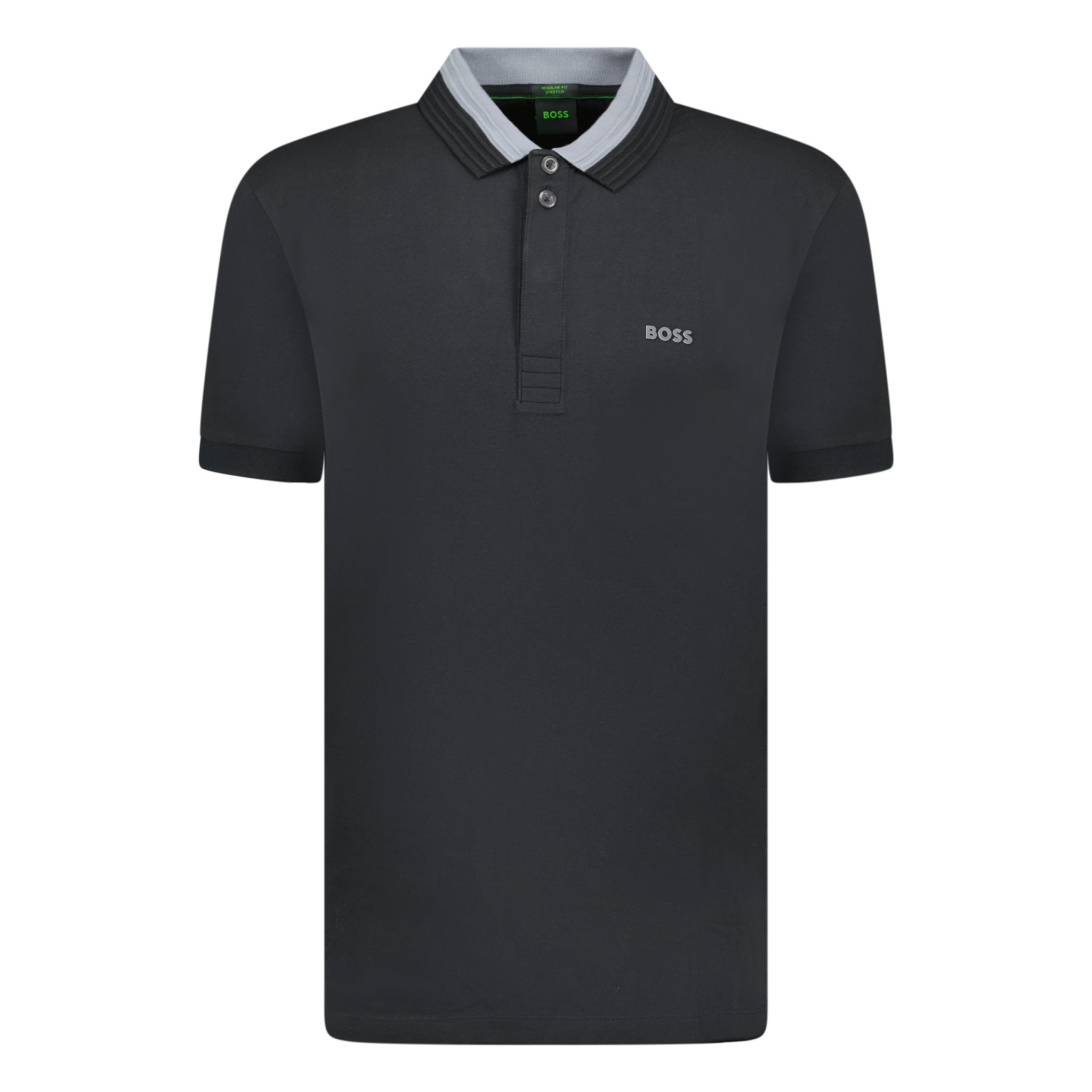 Hugo Boss Stretch-Cotton Polo Shirt With 3D-Stripe Collar Black