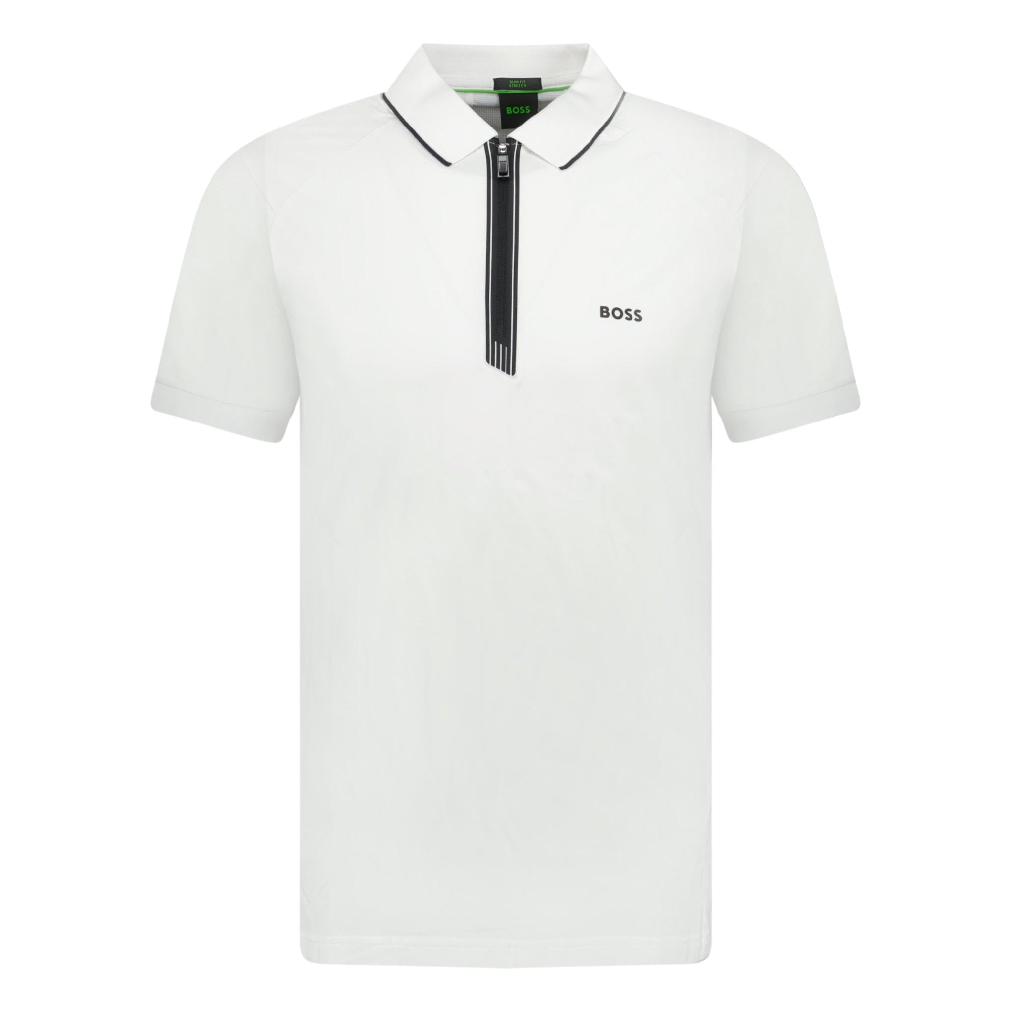 Hugo Boss Stretch Slim-Fit Polo Shirt Zip Placket White