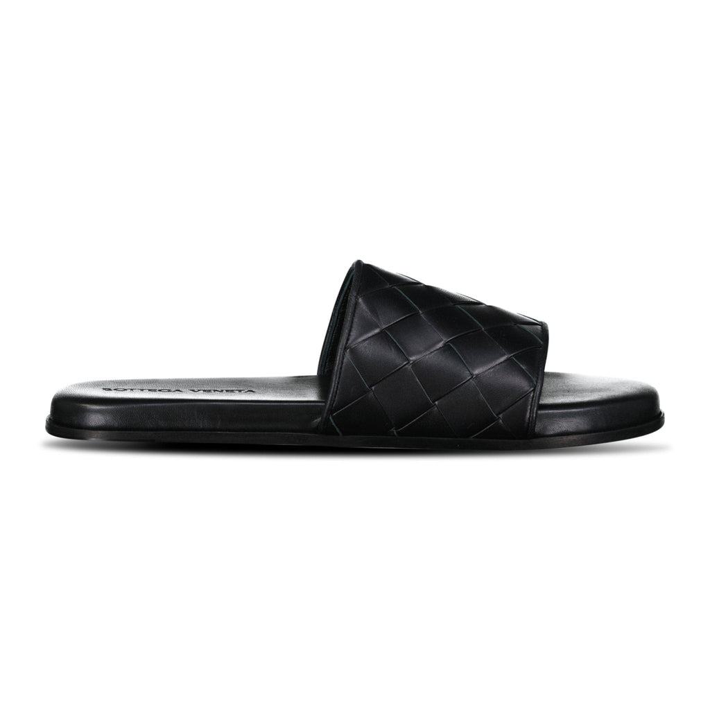 Bottega Veneta Leather Slides in Black