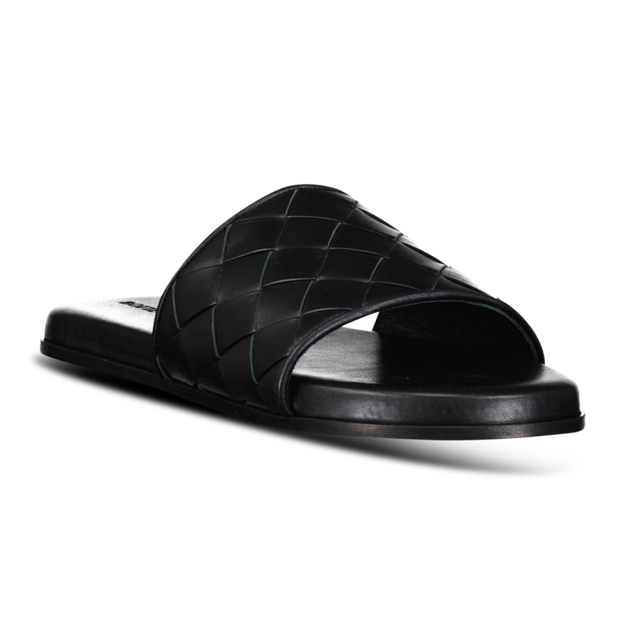 Bottega Veneta Leather Slides in Black
