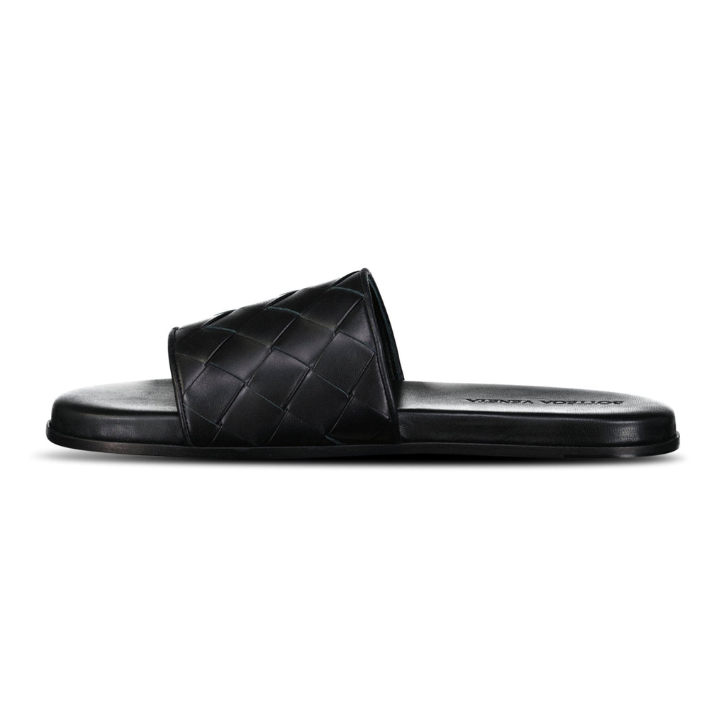 Bottega Veneta Leather Slides in Black