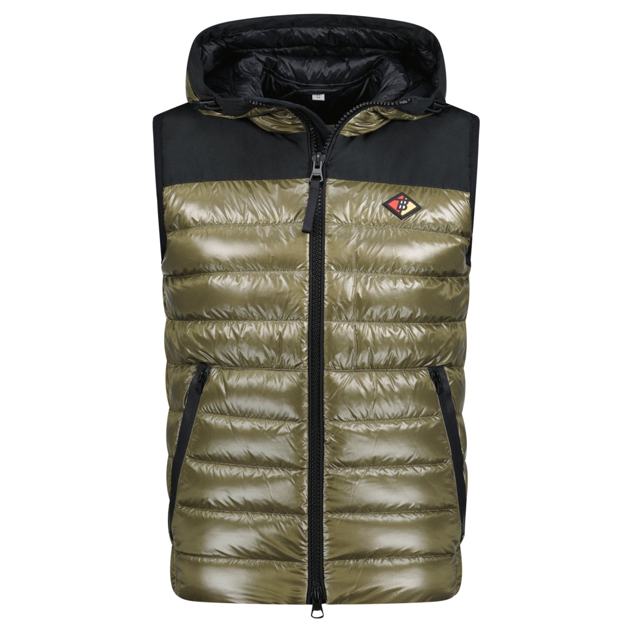Burberry 'Barstone' Hooded Down Gilet Khaki