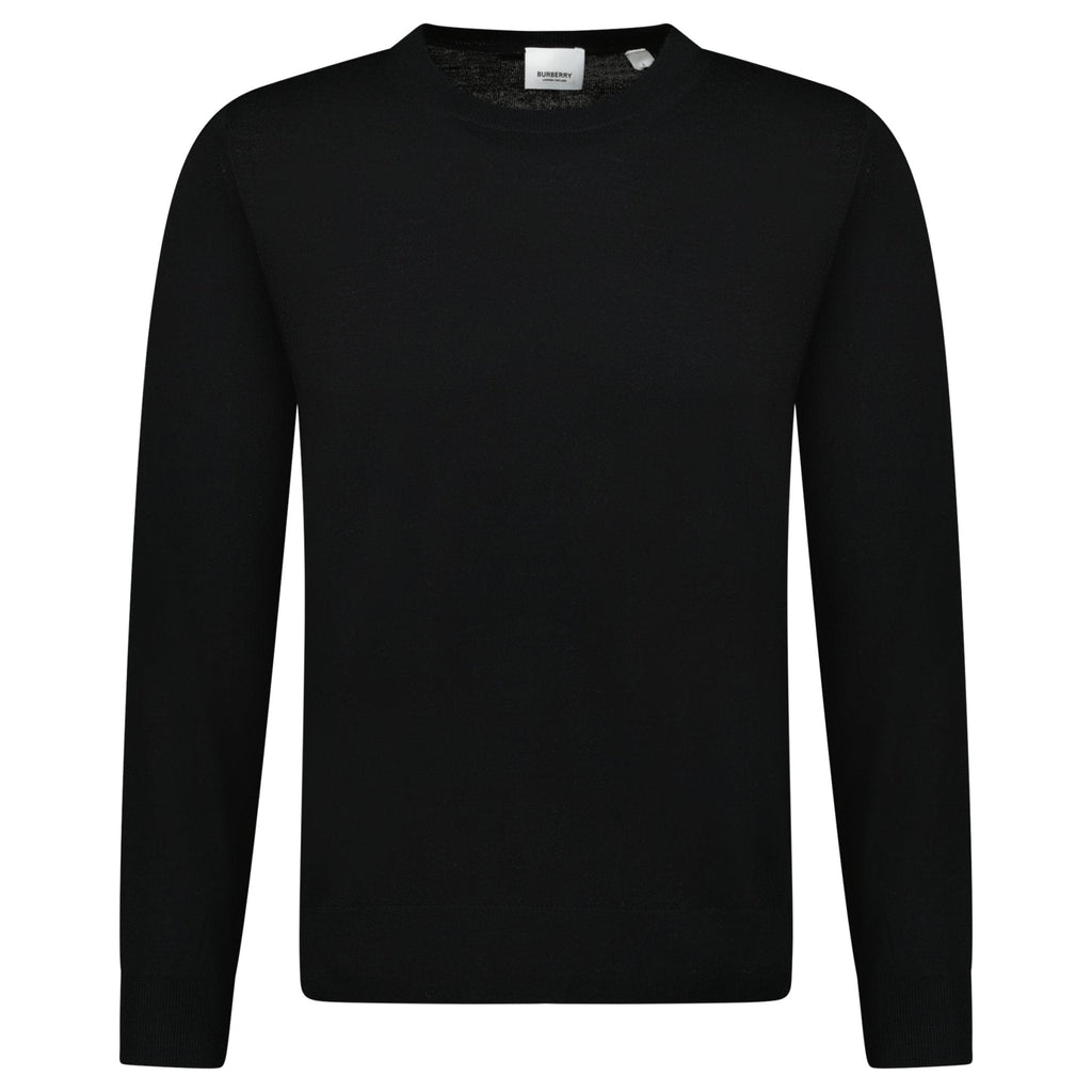 Burberry 'Bempton' Embroidery Check Elbow Wool Jumper Black