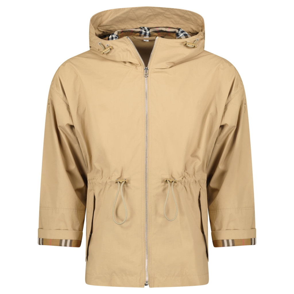 Burberry 'Birley' Check Hooded Rain Jacket Archive Beige