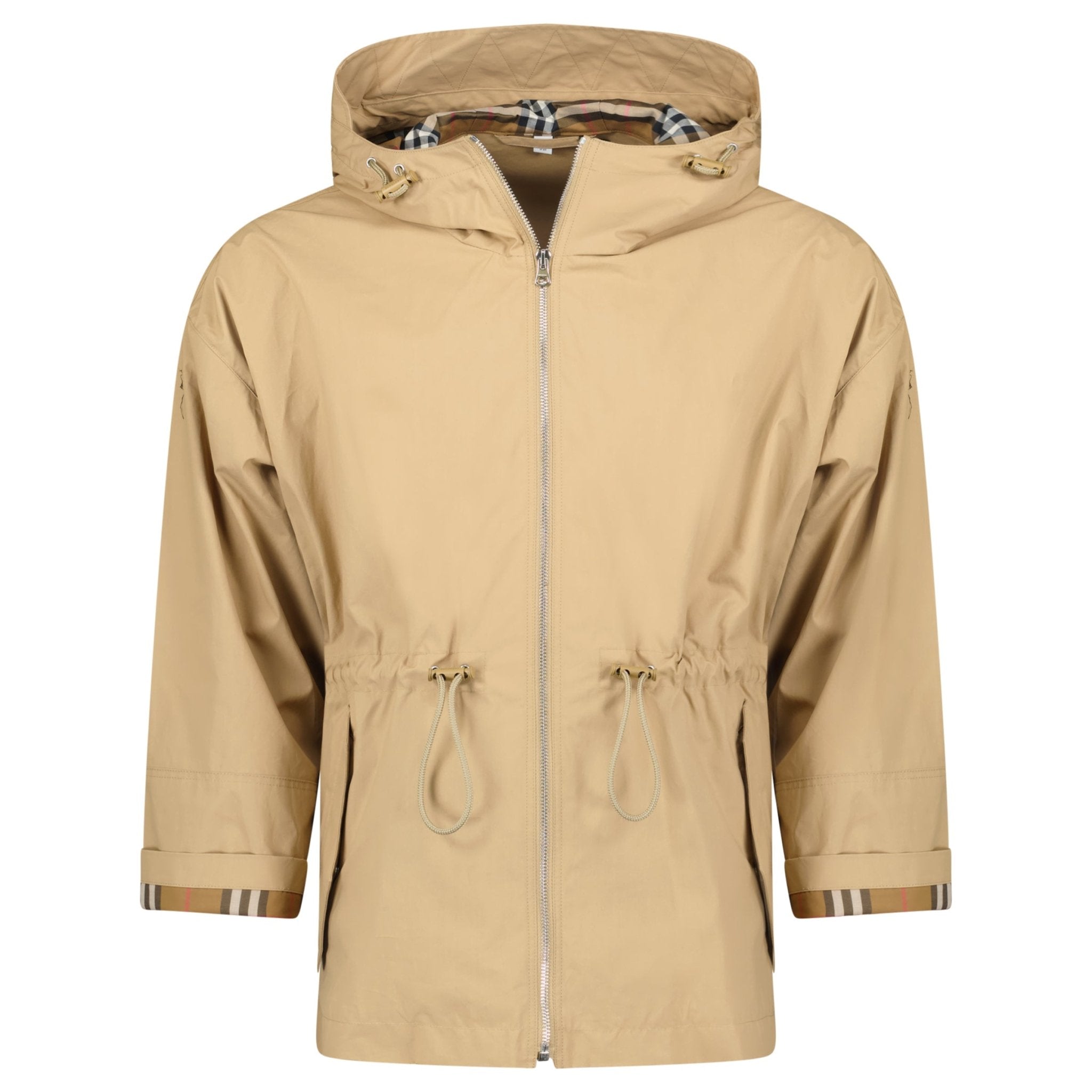 Burberry 'Birley' Check Hooded Rain Jacket Archive Beige