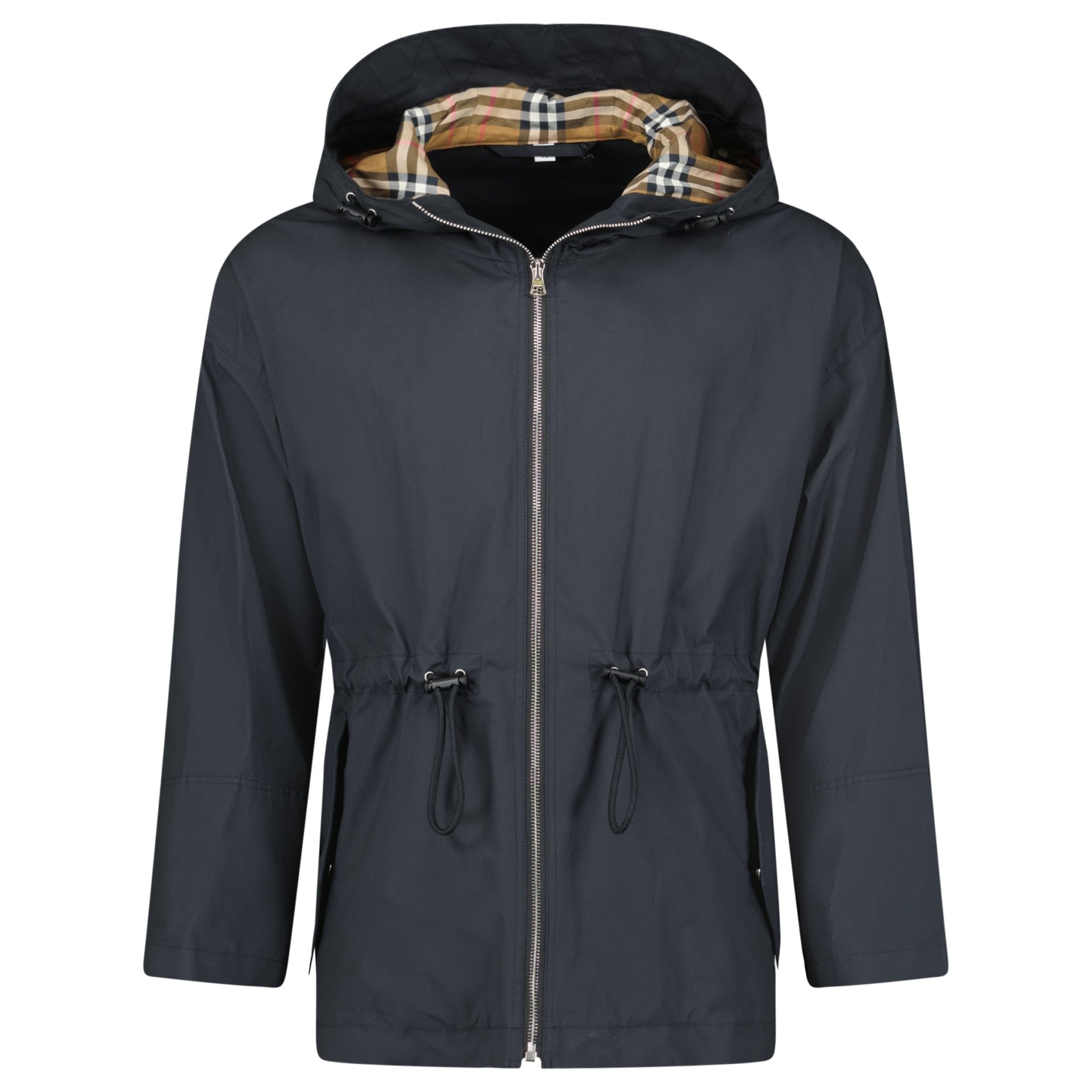 Burberry 'Birley' Check Hooded Rain Jacket Black