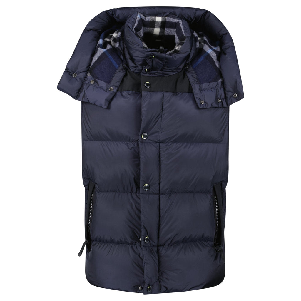 Burberry 'Leeds' Detachable Sleeve Hooded Down Jacket Navy