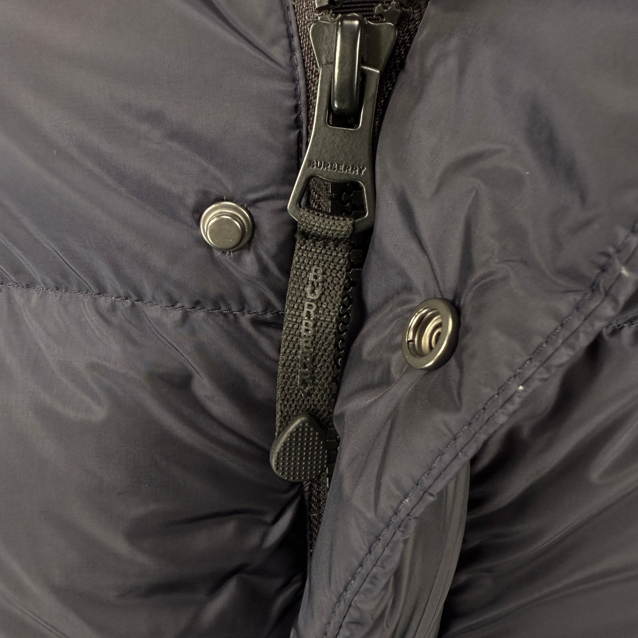 Burberry 'Leeds' Detachable Sleeve Hooded Down Jacket Navy