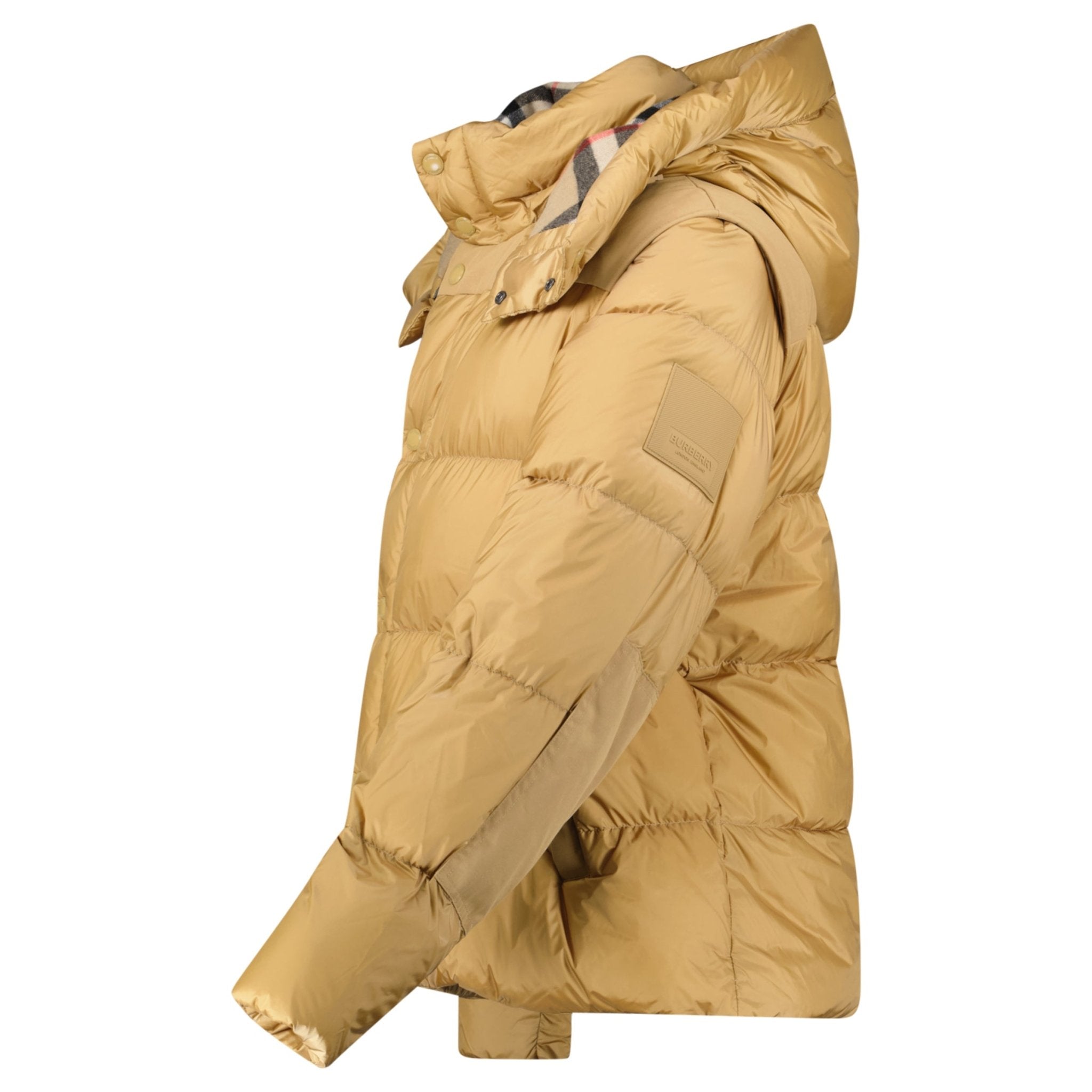Burberry 'Leeds' Detachable Sleeve Hooded Down Jacket Warm Honey