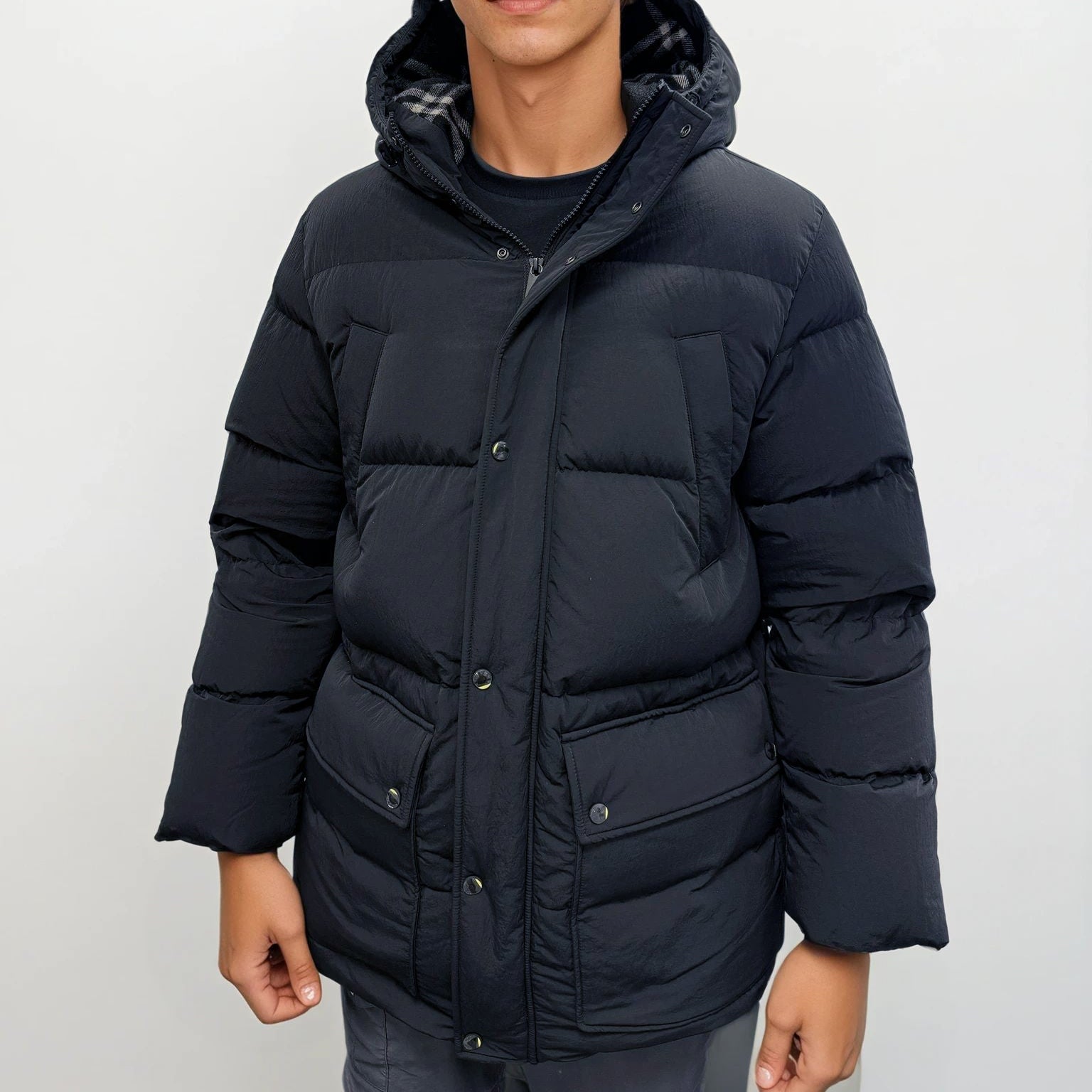 Burberry Technical Nylon Puffer Coat in Navy