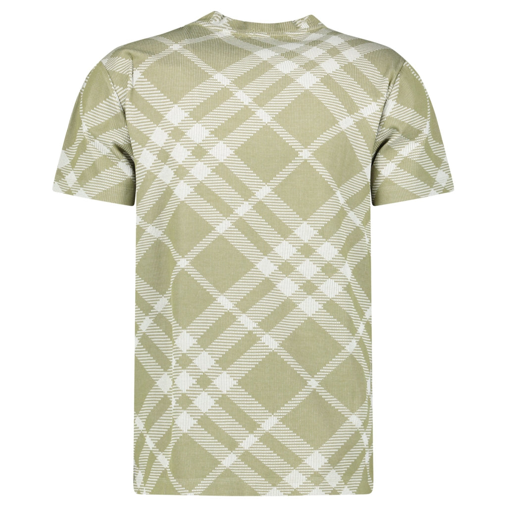 Burberry Check Stretch Cotton Blend T-Shirt in Dark Hunter/White