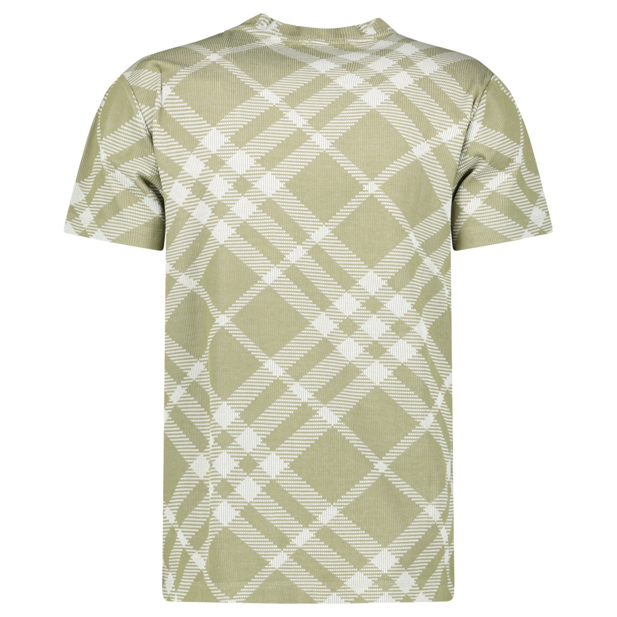 Burberry Check Stretch Cotton Blend T-Shirt in Dark Hunter/White