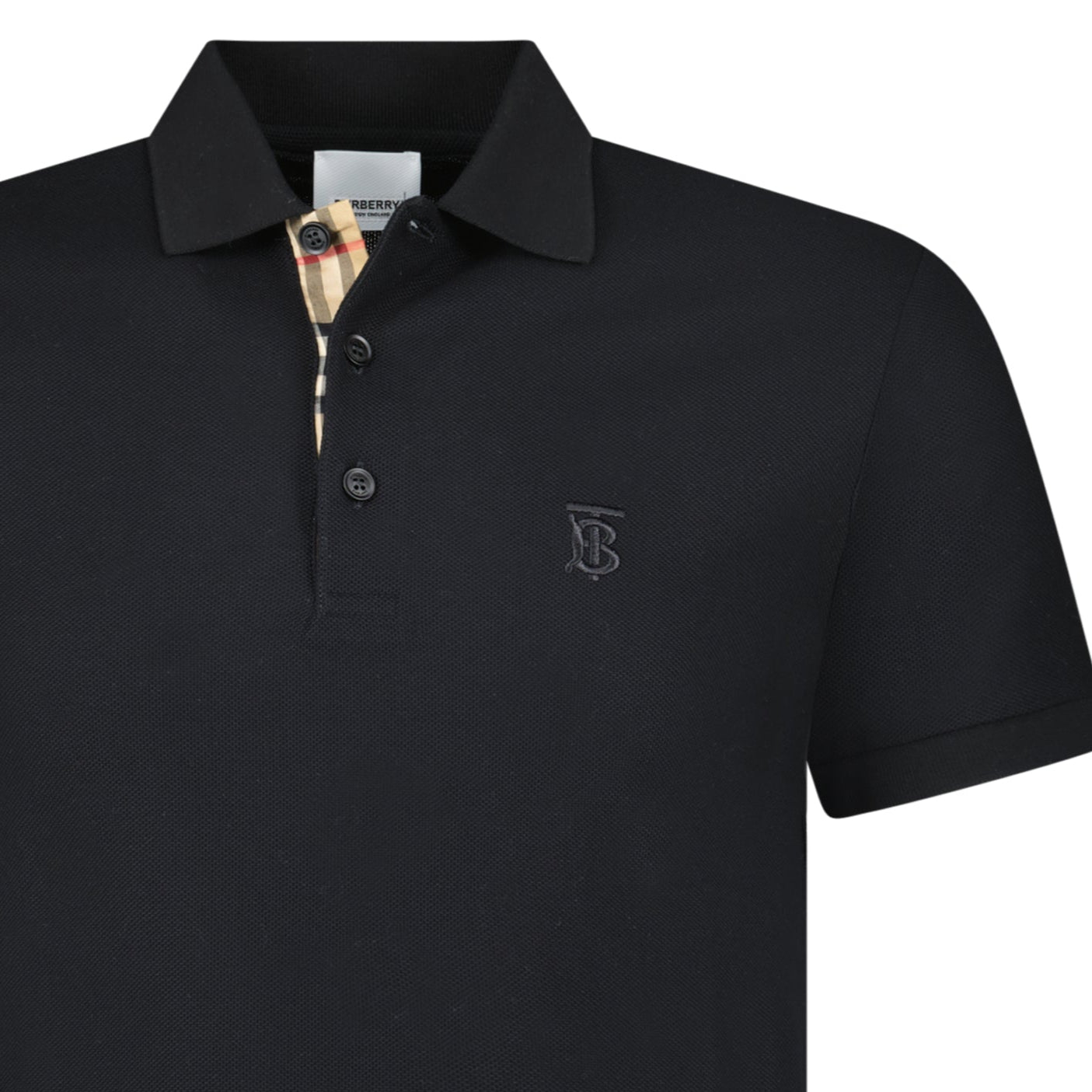 Burberry 'Eddie' TB Check Placket Polo-Shirt Black