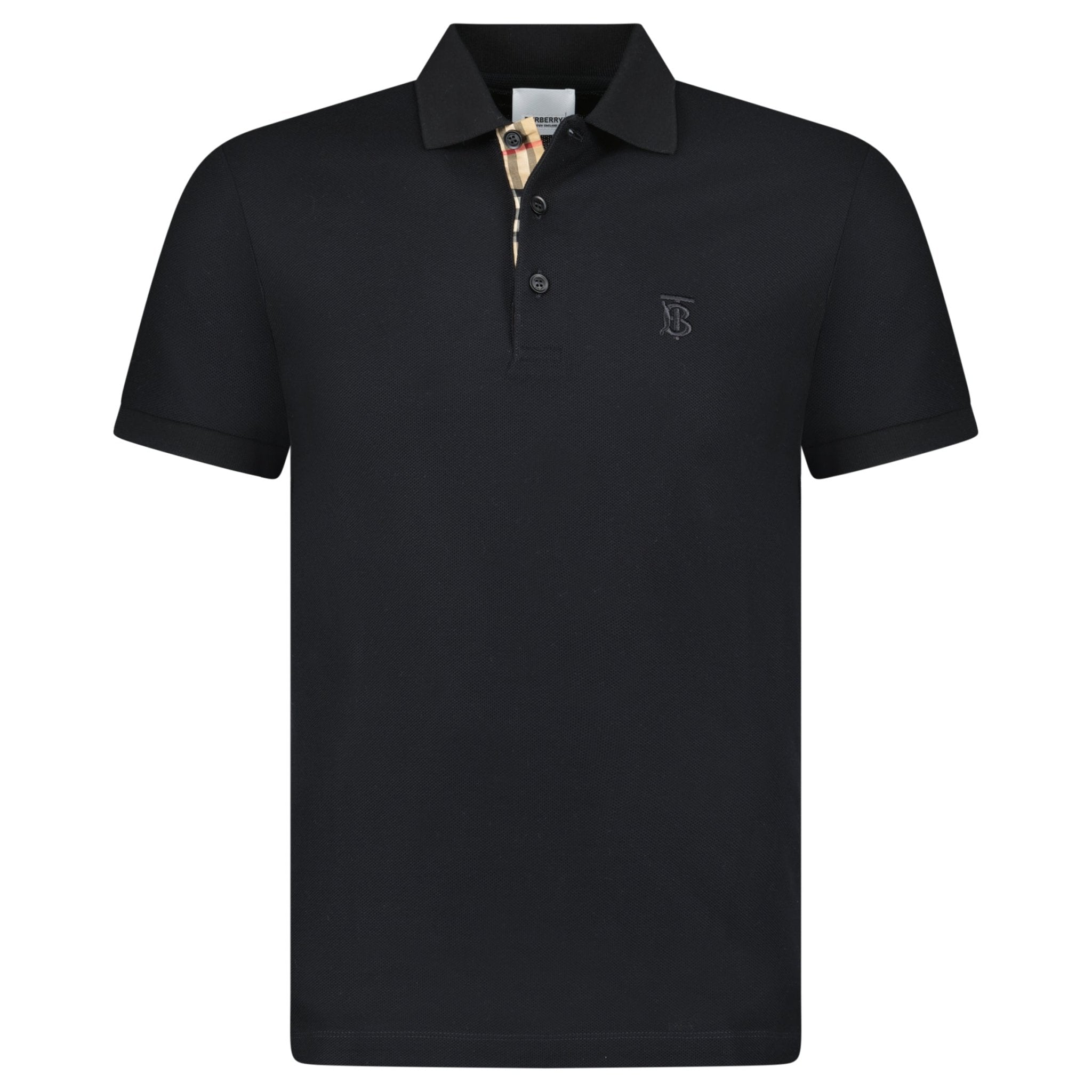 Burberry 'Eddie' TB Check Placket Polo-Shirt Black