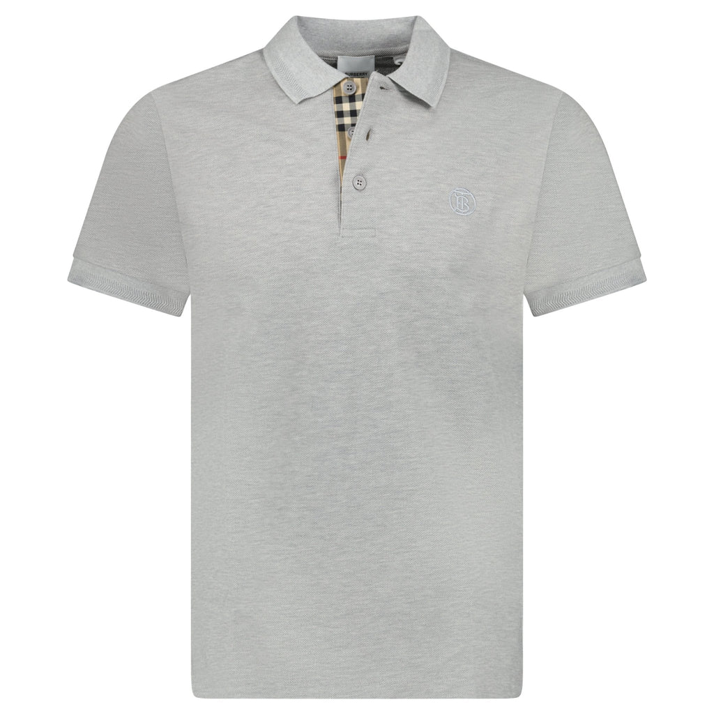 Burberry 'Eddie' TB Check Placket Polo-Shirt Grey