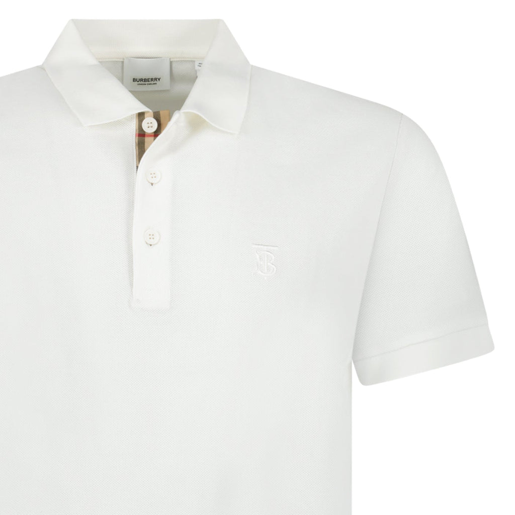 Burberry 'Eddie' TB Check Placket Polo-Shirt White
