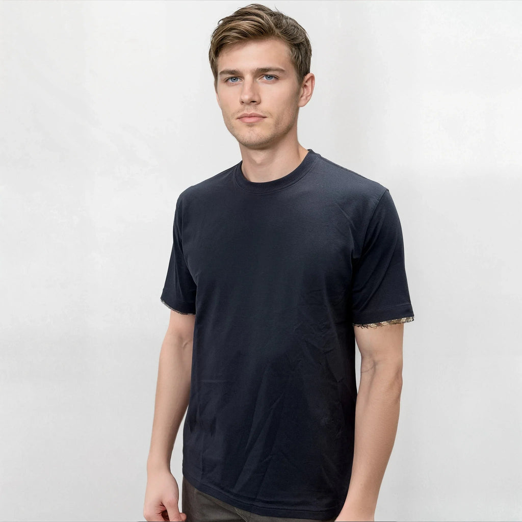 Burberry 'Ellison' Organic Cotton Check Sleeve Navy