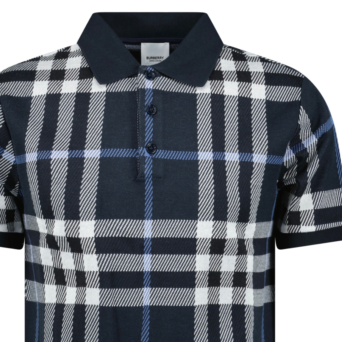 Burberry 'Ferry' Check Cotton Polo Navy