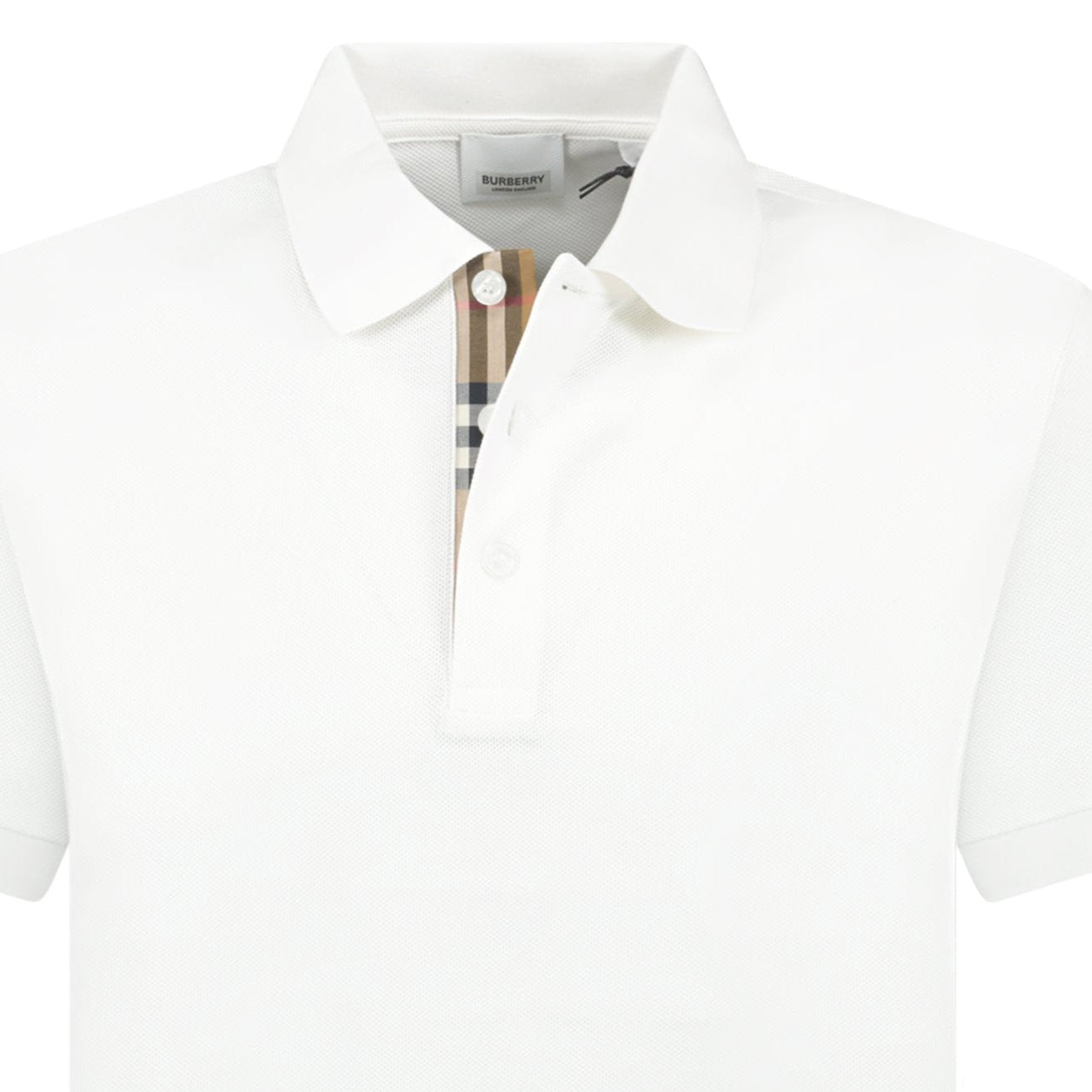 Burberry 'Hartford' Check Placket Polo White
