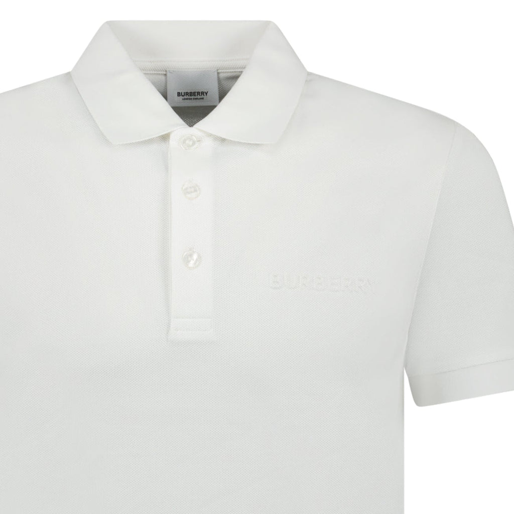 Burberry 'Hartford' Embossed Logo Polo White
