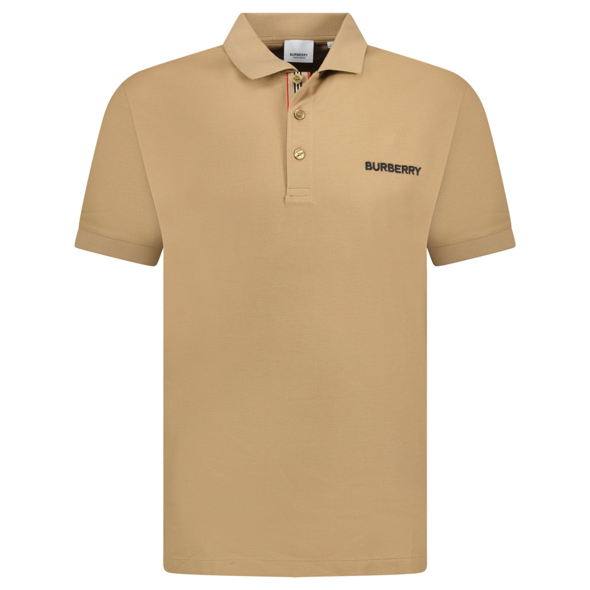 Burberry 'Hartford' Embroidery Logo Check Polo Camel Beige