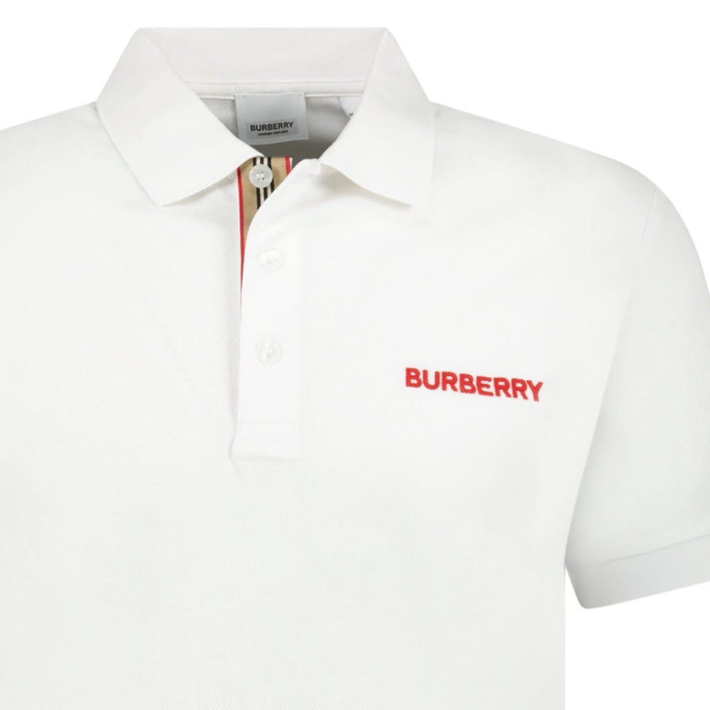 Burberry 'Hartford' Embroidery Logo Check Polo White