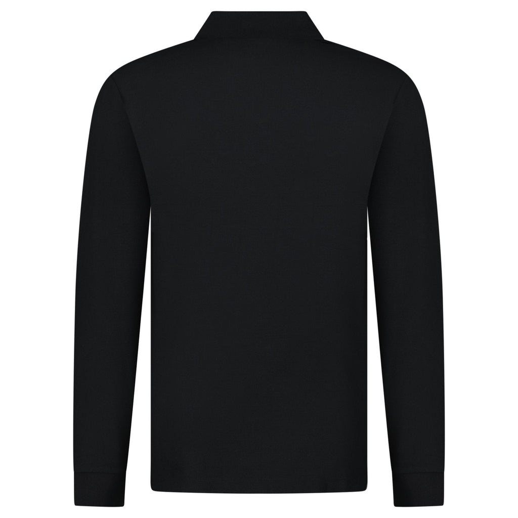 Burberry 'Hartford' Long Sleeved Check Placket Polo-Shirt Black