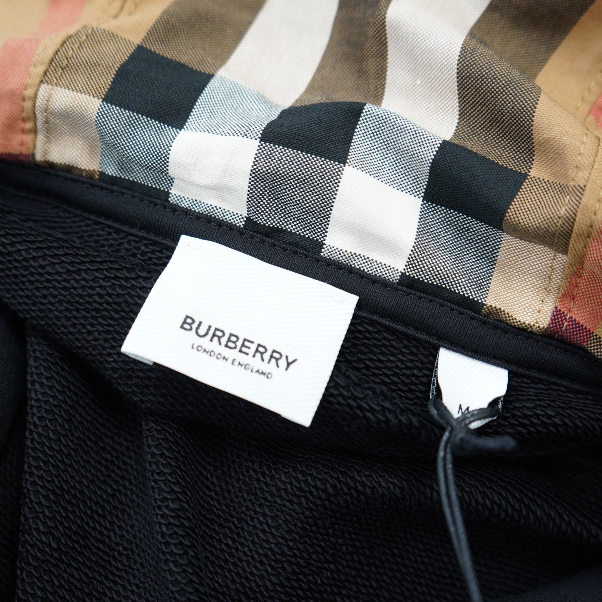 Burberry 'Hove' check Hood Embroidery Logo Hoodie Zip Sweatshirt Black