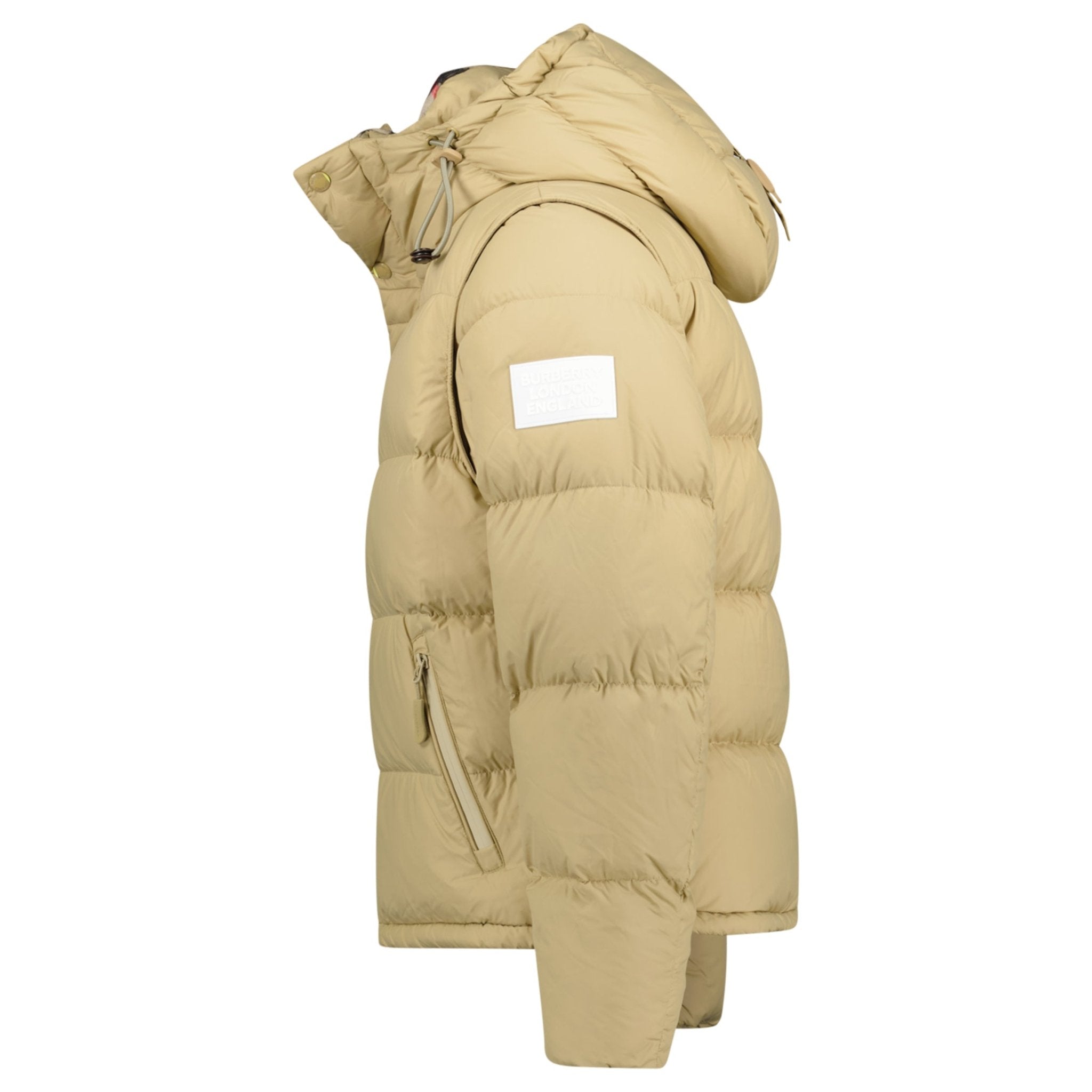 Burberry 'Lockwell' Hooded Check Down Jacket Beige