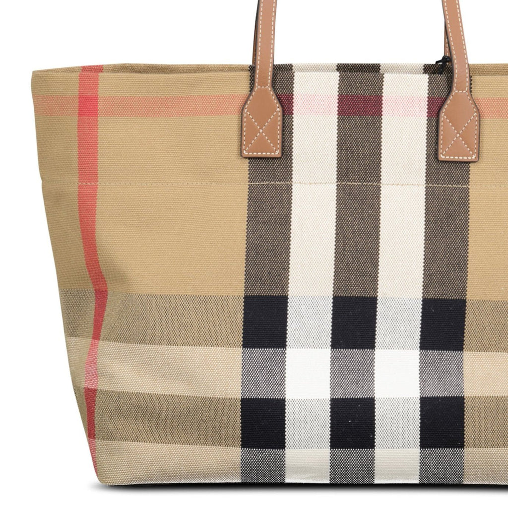 Burberry 'London' Canvas Tote Bag Taupe Brown
