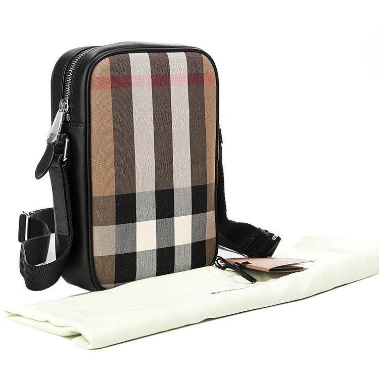 Burberry 'Paddy' Check Messenger / Side Bag Black