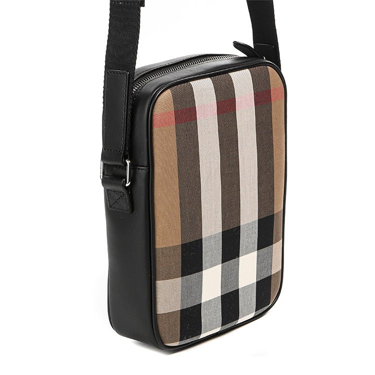 Burberry 'Paddy' Check Messenger / Side Bag Black