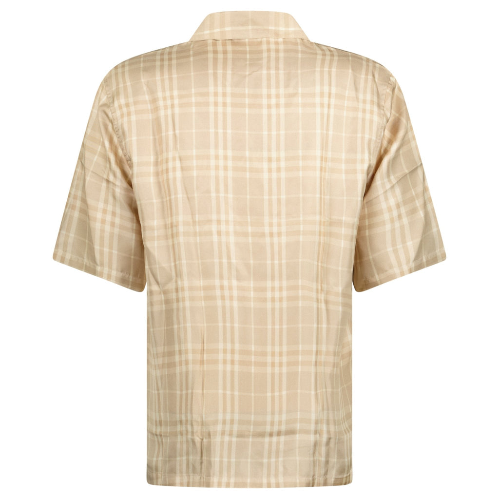 Burberry 'Prestonwood' Silk Button Up Check Shirt Beige
