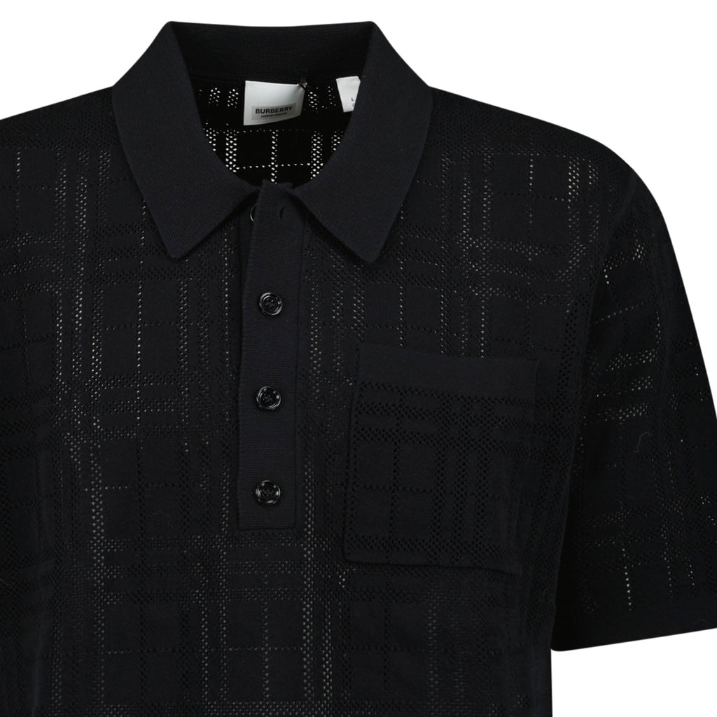 Burberry Tristam Check Knitted Polo Black