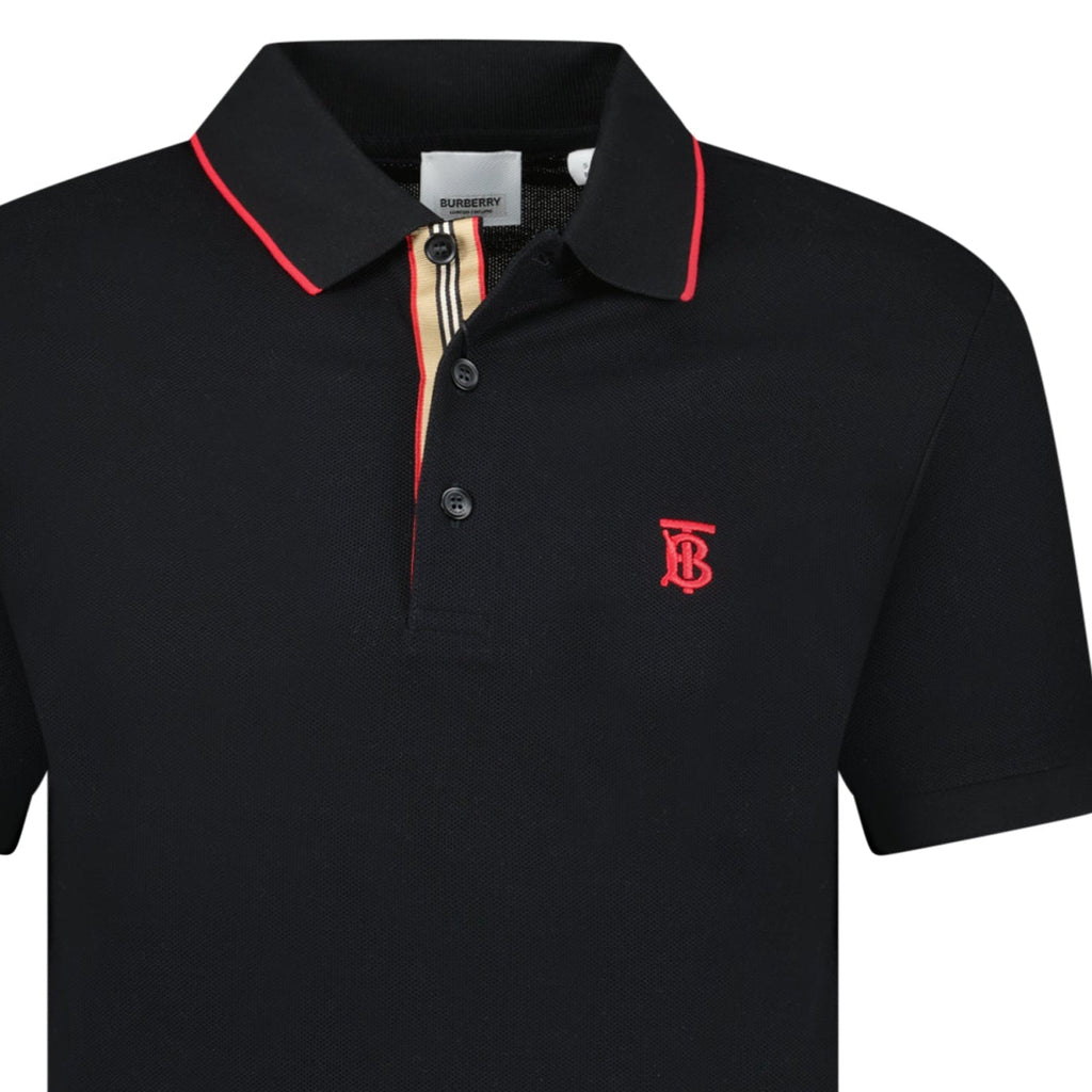 Burberry 'Walton' Red TB Signature Placket Polo-Shirt Black