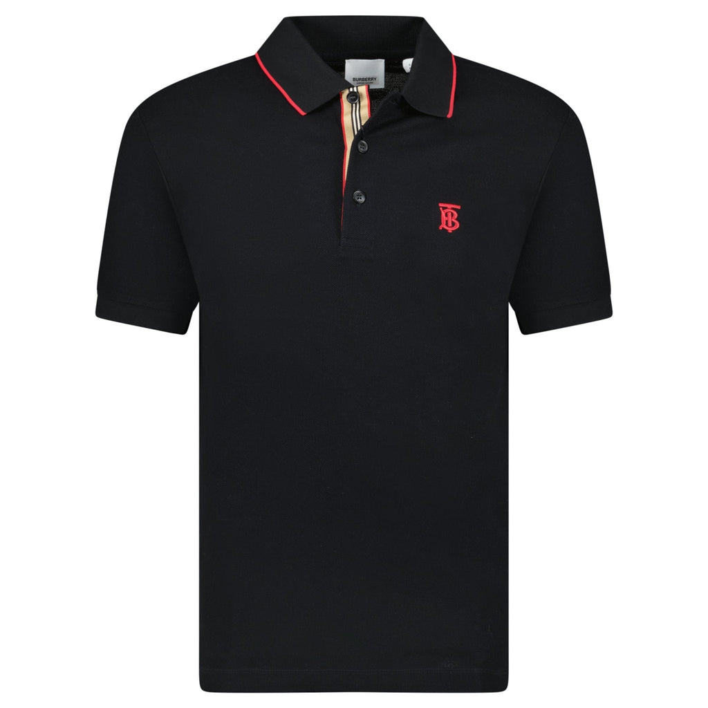 Burberry 'Walton' Red TB Signature Placket Polo-Shirt Black