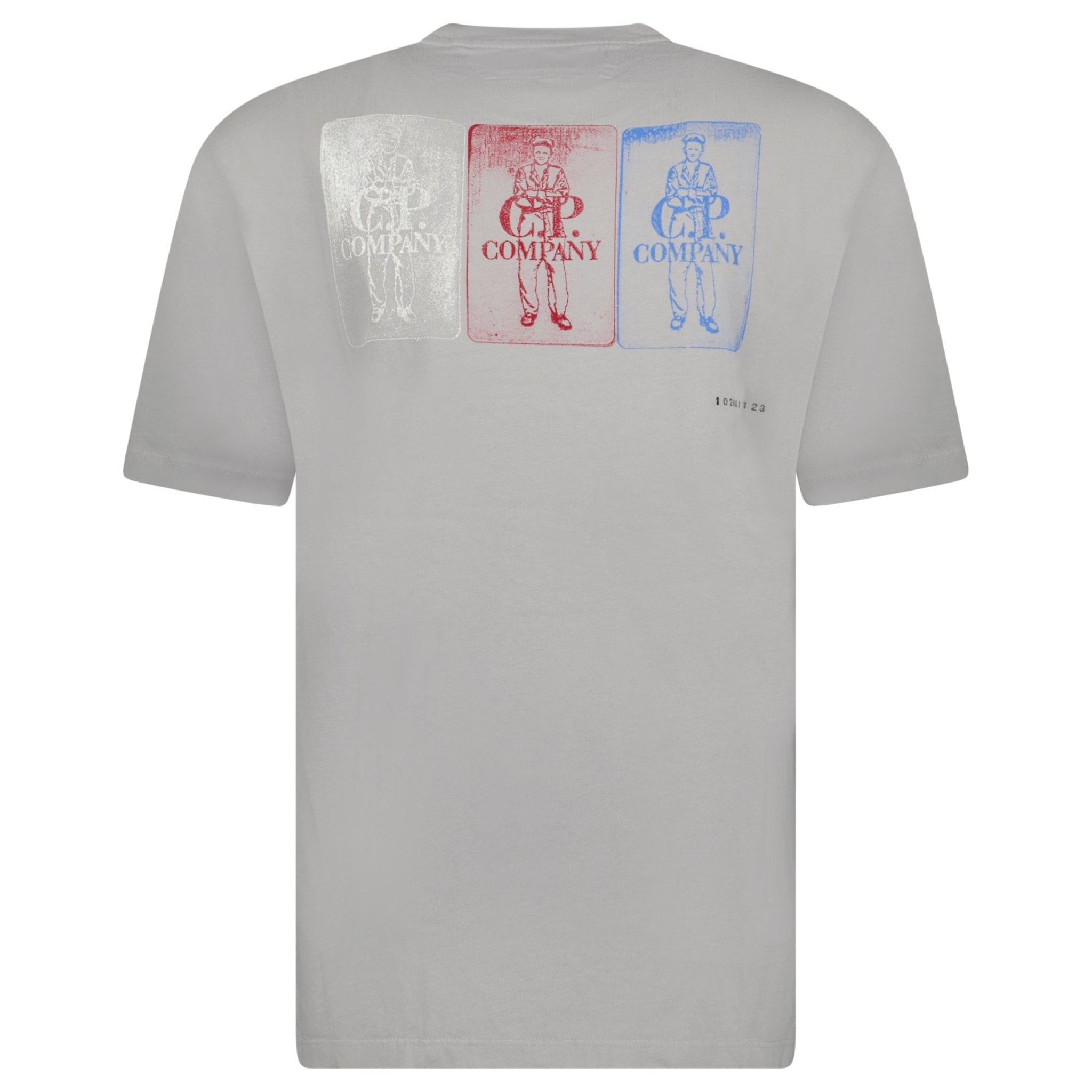 CP Company 24/1 Jersey Artisanal Three Cards T-Shirt in Grey