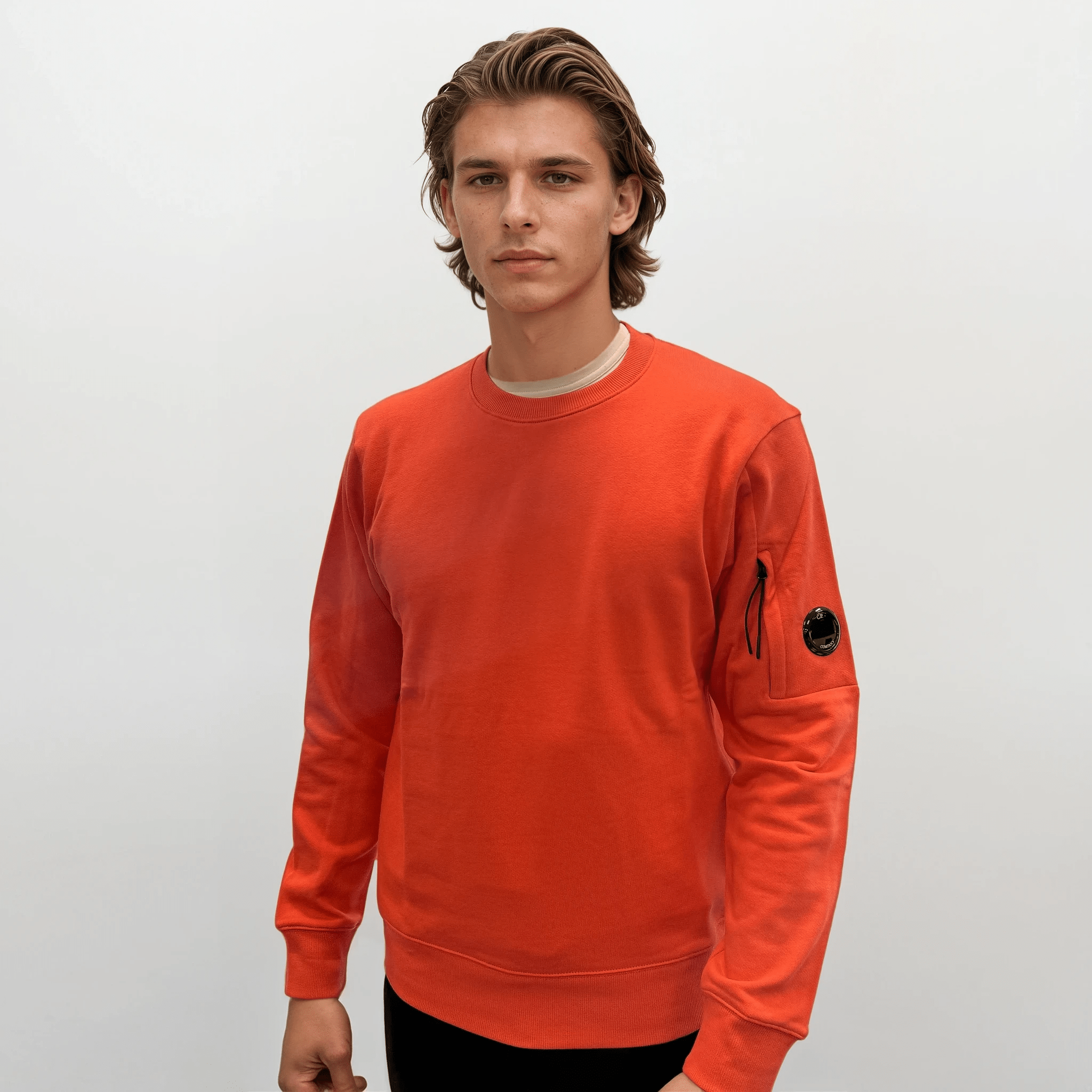CP Company Arm Lens Diagonal Sweatshirt Poinciana Red