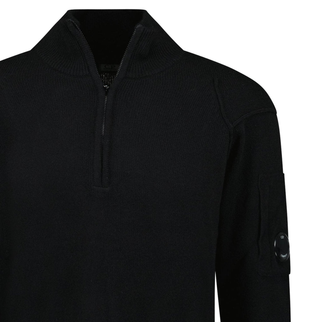 CP Company Arm Lens Wool Half Zip Knit Jumper Black