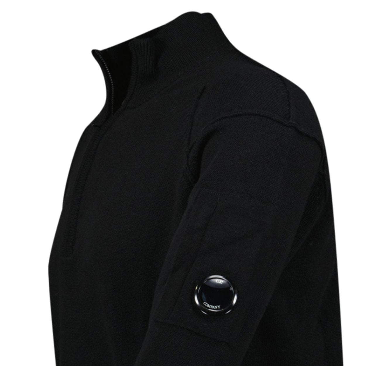 CP Company Arm Lens Wool Half Zip Knit Jumper Black