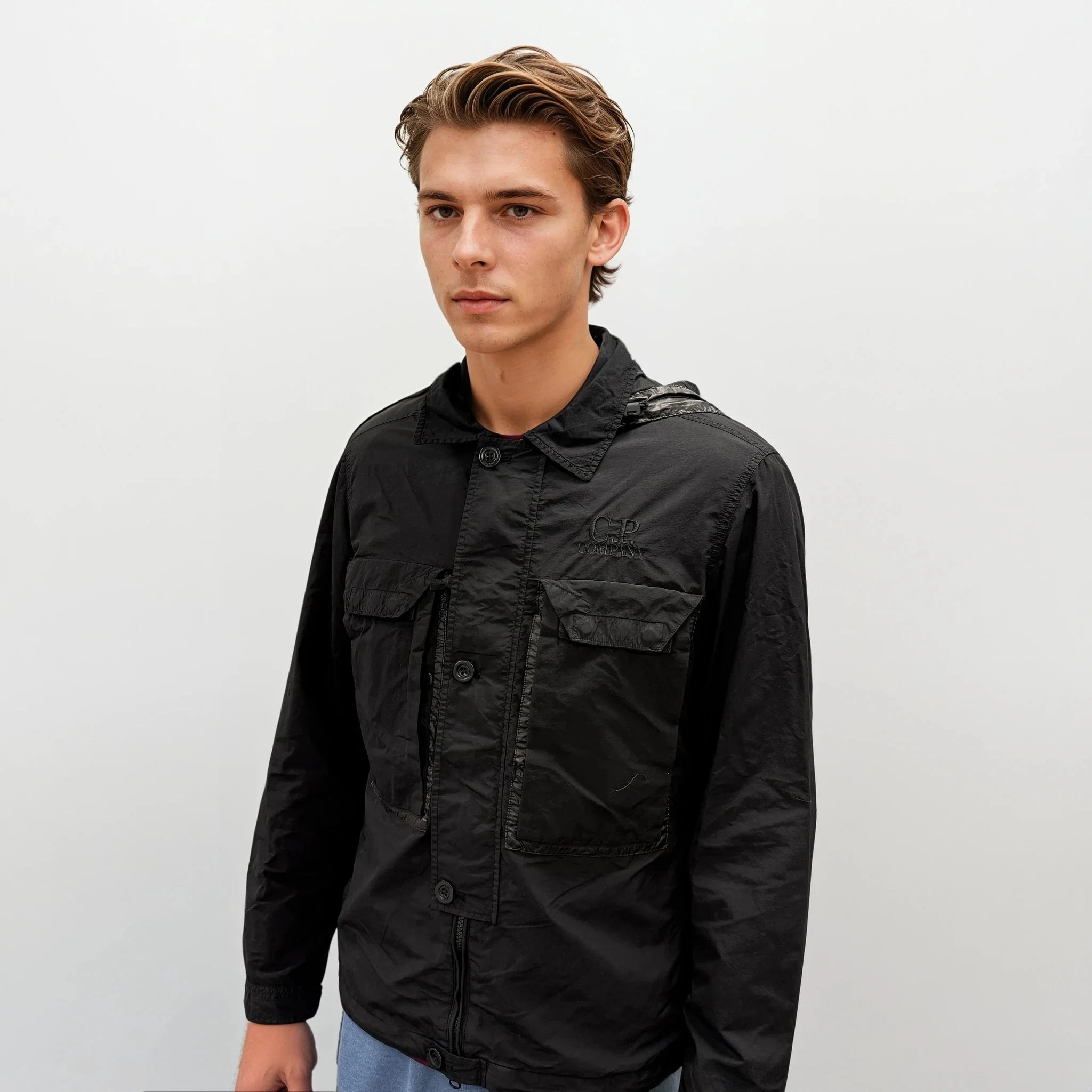 CP Company Flatt Nylon Black Goggle Over-shirt