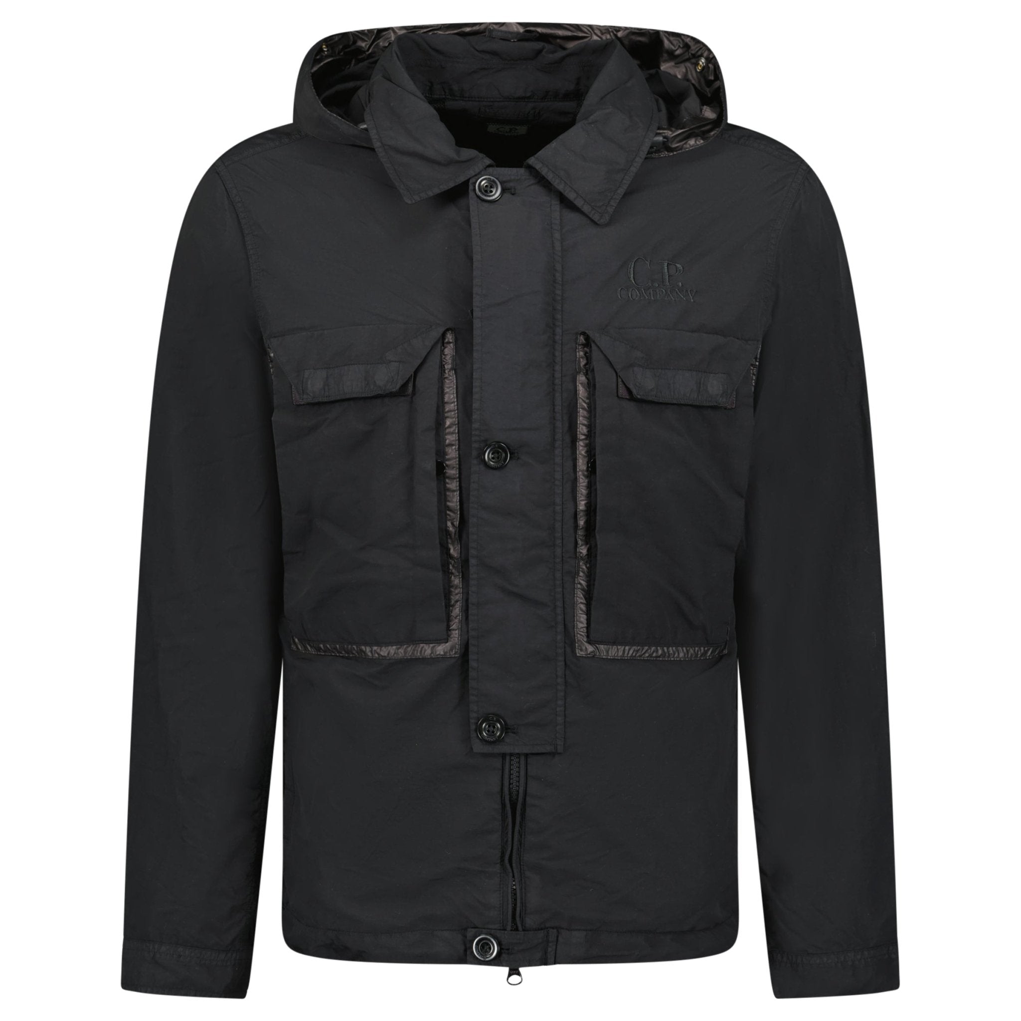 CP Company Flatt Nylon Black Goggle Over-shirt