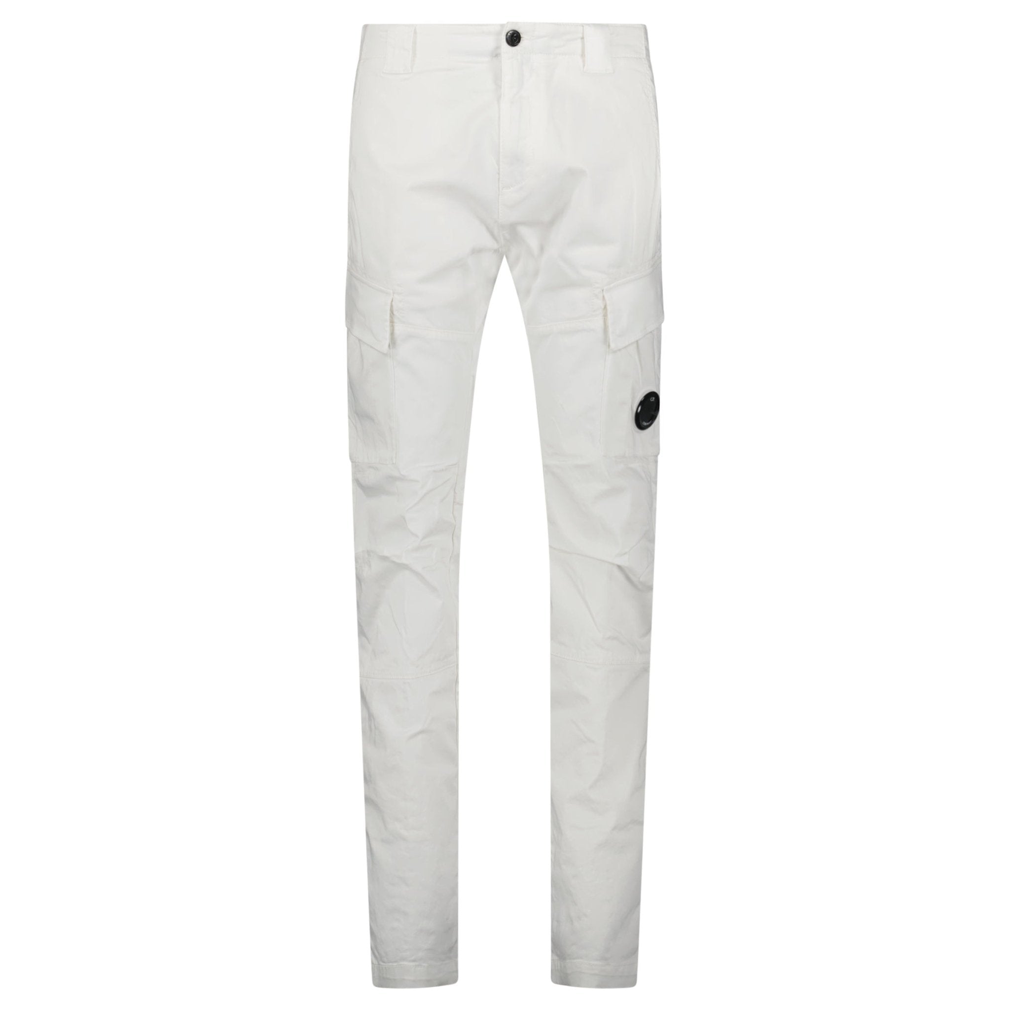 CP Company Gauze White Ergonomic Stretch Sateen Cargo Lens Pants