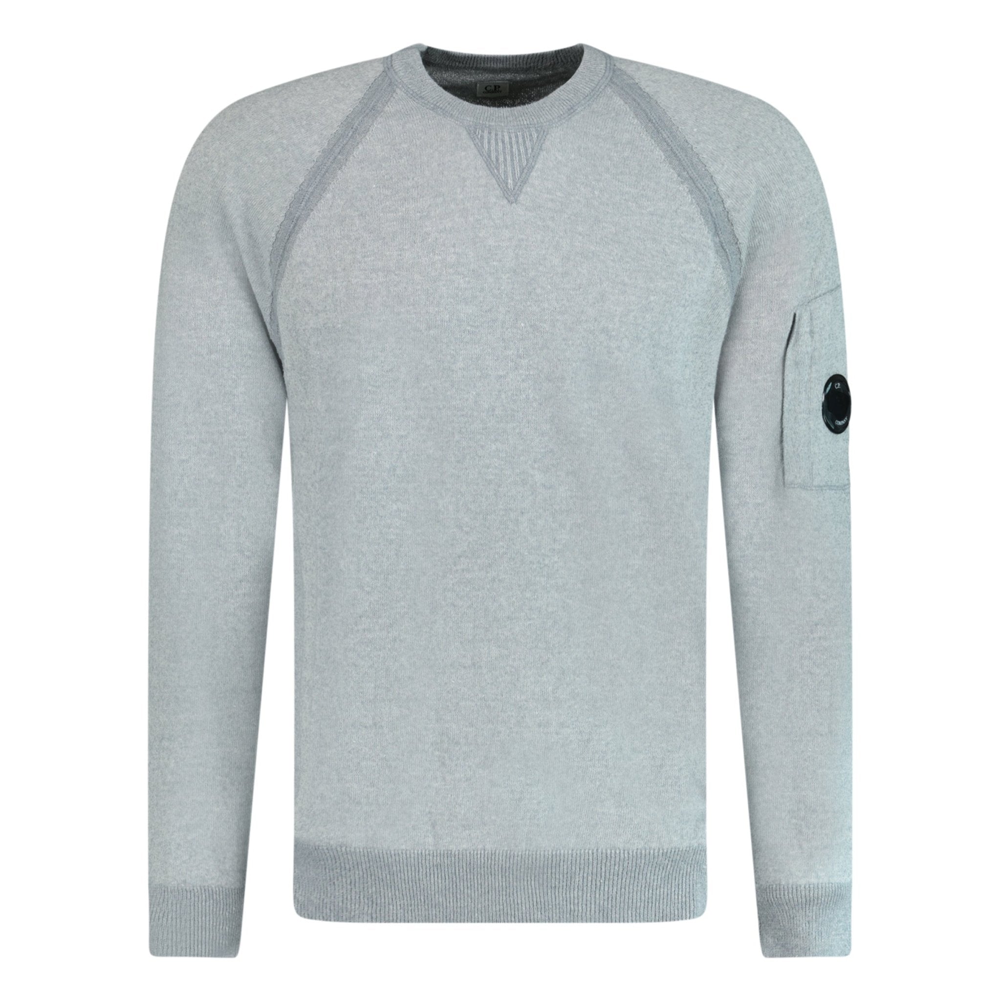 CP Company Knit Arm Lens Sweatshirt Grey